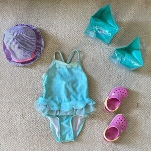 Cat and Jack 2T swimsuit pink crocs speedo Floaties Target sun hat